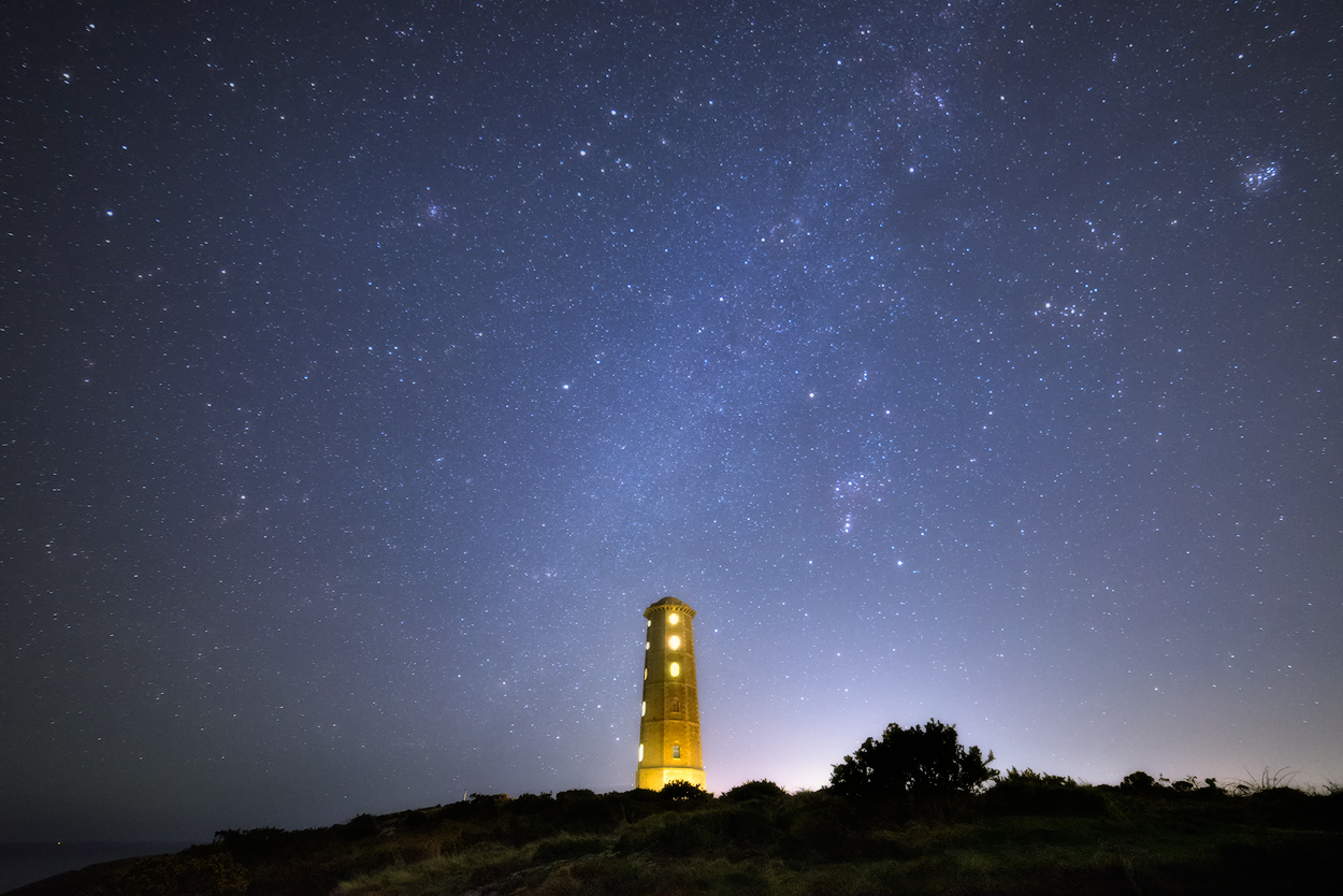 Milky way above lighthouse at Wicklow Head