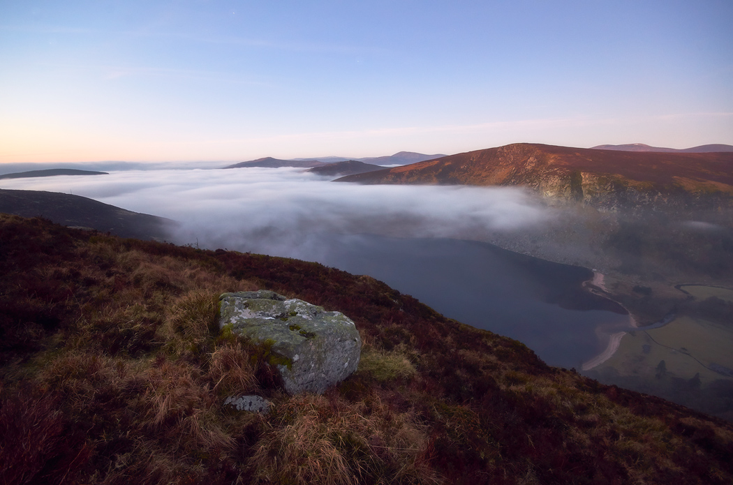 Lough Tay view on the morning with fog