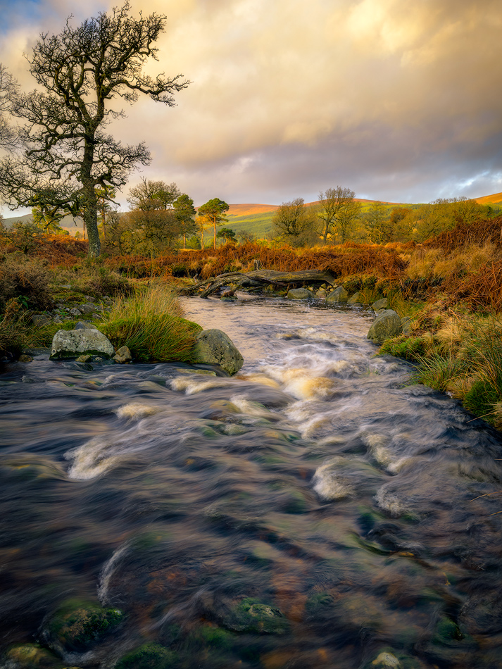 River in Wicklow Mountains in the baground